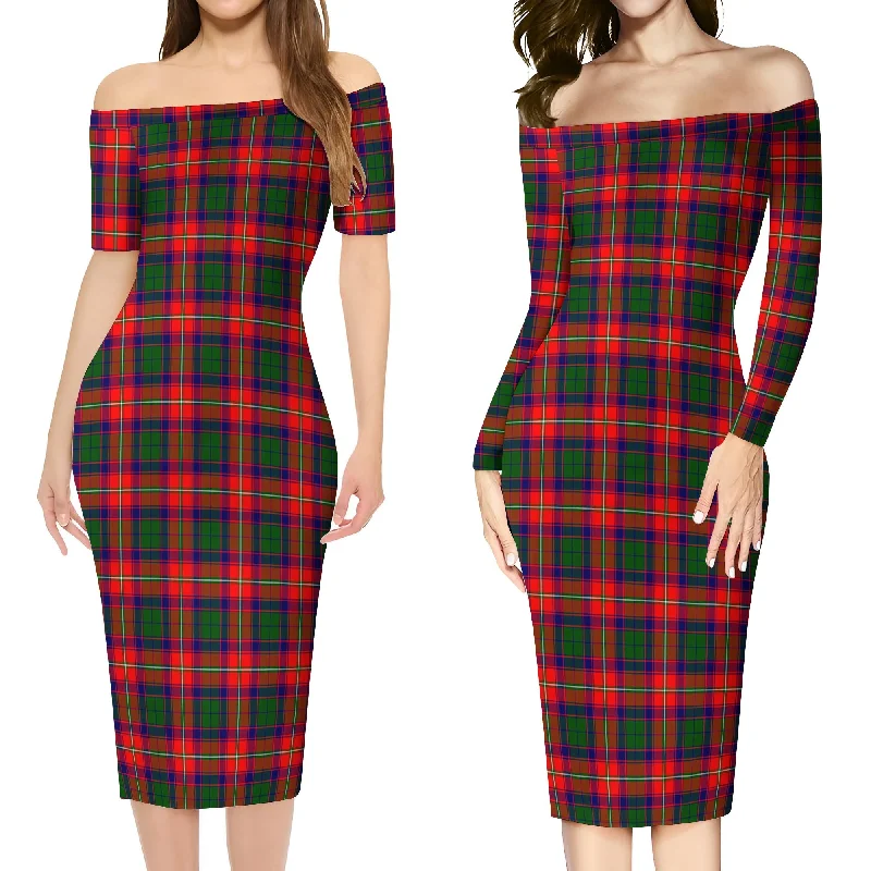 Charteris Tartan Off Shoulder Lady Dress Tiered unclassified dresses