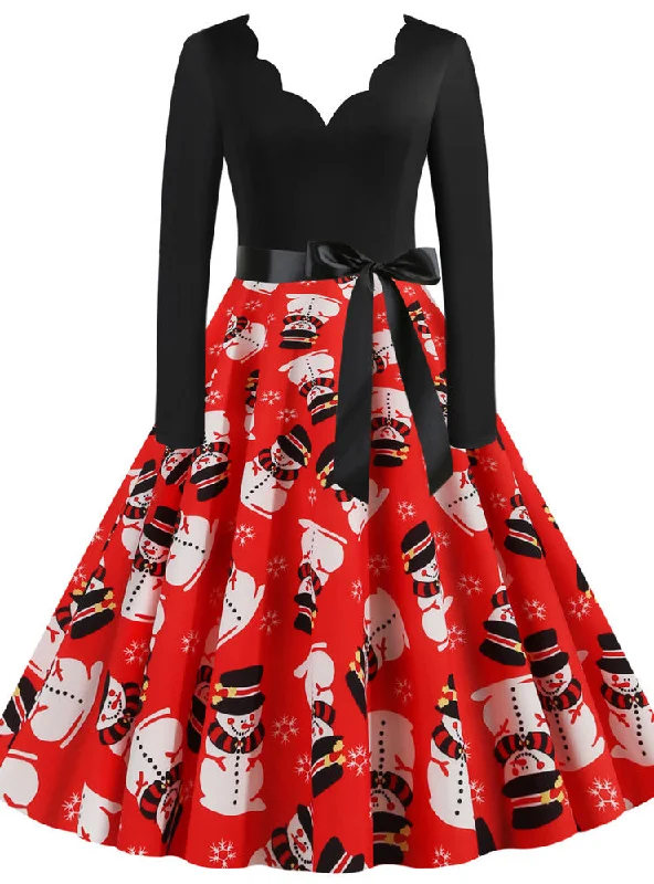 Christmas Rock Long Sleeve Printed Dress Plus size floral dresses