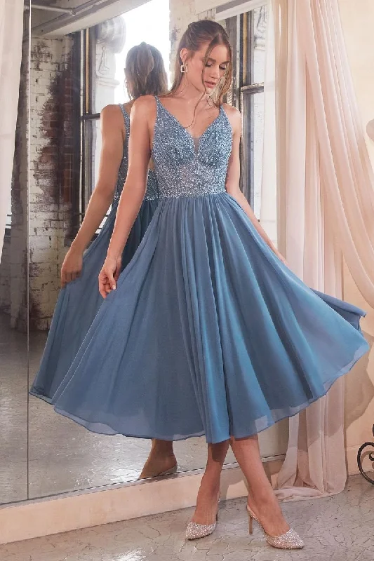 Cinderella Divine –CD0225 V-Neck Chiffon A-Line Dress Printed unclassified dresses