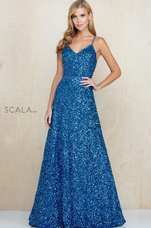 Embellished V-Neck A-Line Dress By SCALA -60109 Summer unclassified dresses