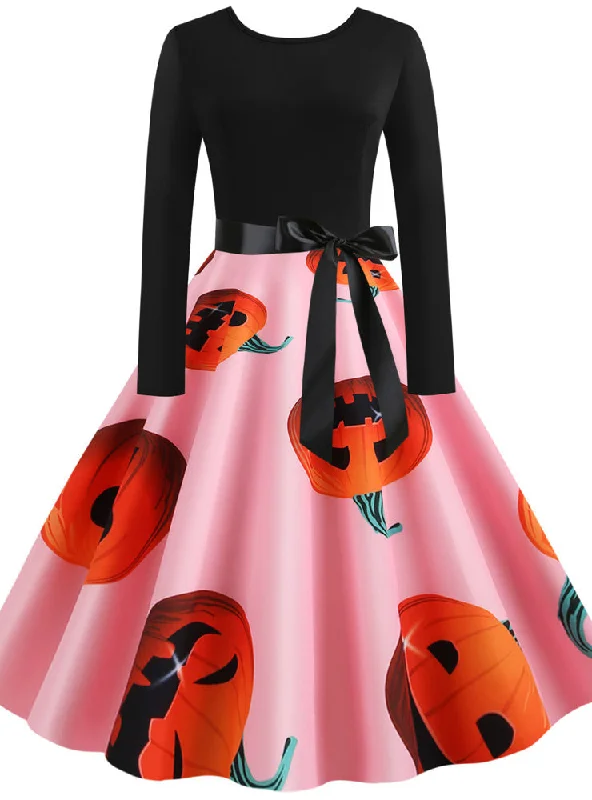 Halloween Pumpkin Print Retro Dress Tulle floral dresses