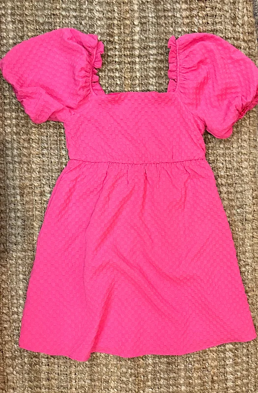 Hot Pink, Square-Neck, Bubble Sleeve Dress Wedding guest unclassified dresses