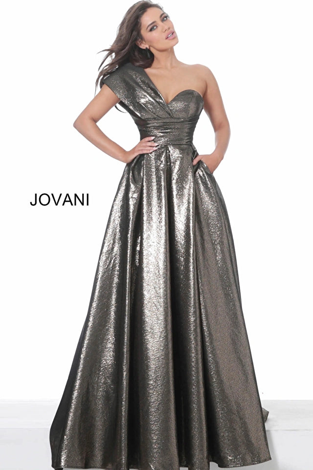 Metallic One Shoulder A-Line Gown By Jovani -04170 Club unclassified dresses