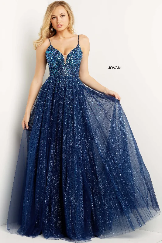 Spaghetti Straps Embellished Prom Ballgown By Jovani -08408 Everyday wear unclassified dresses