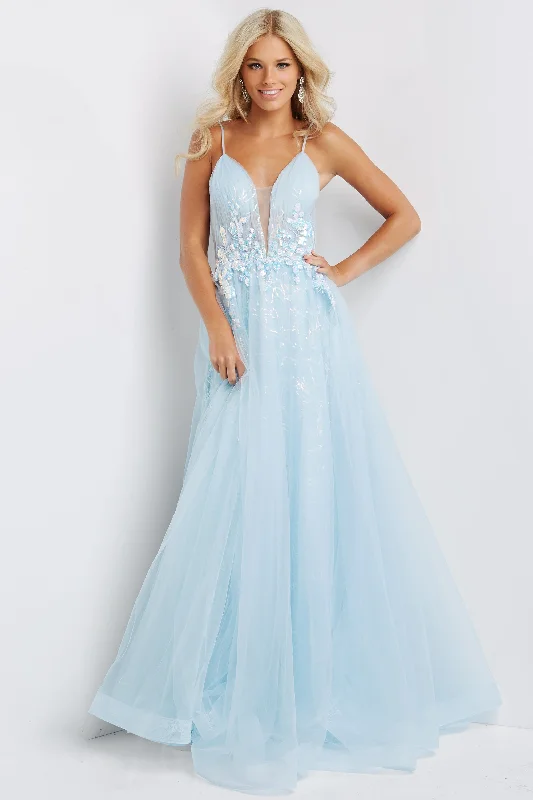 Plunging Neck Spaghetti Strap Prom Dress By Jovani -JVN07637 Off-shoulder unclassified dresses