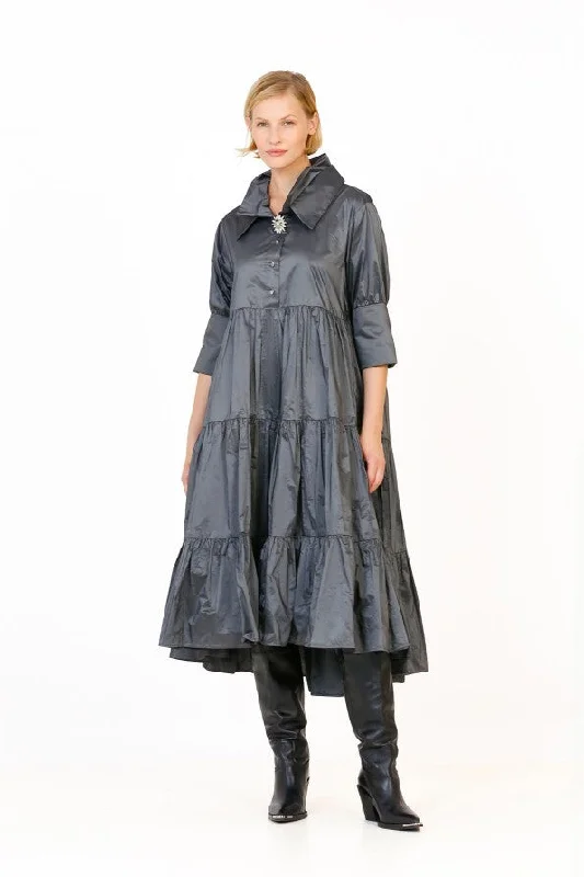 Ruched Taffeta Dress - Anthracite Boho unclassified dresses