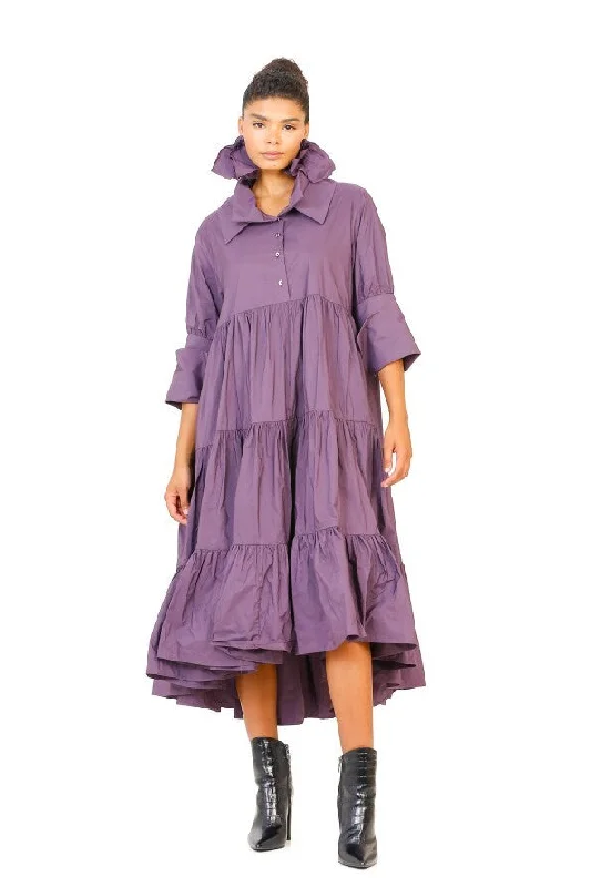 Ruched Taffeta Dress - Purple Silk unclassified dresses