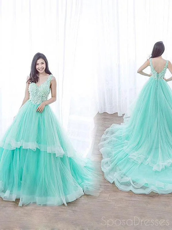 Simple A-line V Neck Applique Prom Dresses, Sweet 16 Prom Dresses, 12508 Wrap unclassified dresses