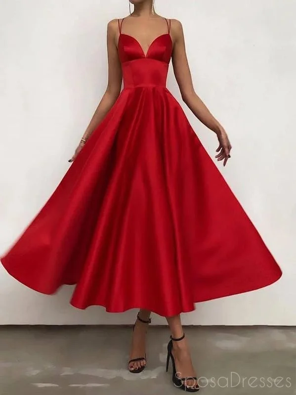 Simple A-line V Neck Sleeveless Red Prom Dresses, Sweet 16 Prom Dresses, 12504 Lounge unclassified dresses