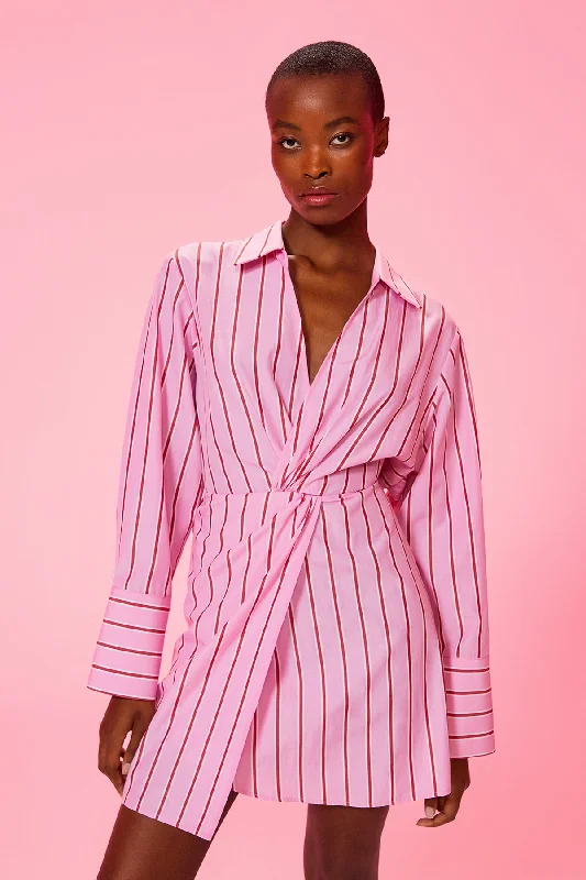 Striped Wrap Dress Pink Mesh unclassified dresses