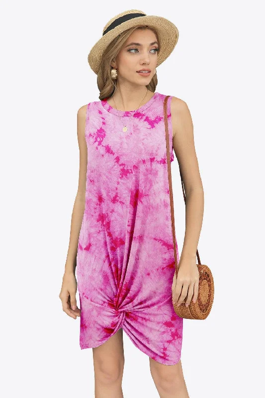 Blue Zone Planet |  Tie-Dye Twisted Round Neck Sleeveless Dress Best-selling unclassified dresses