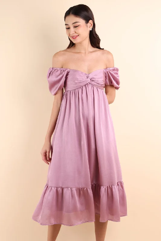 VALENTINA PUFF SLEEVE EMPIRE DRESS IN ROSE MAUVE Party unclassified dresses