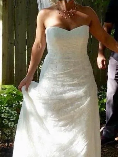 David's Bridal Lace Strapless Sexy Lace Gown