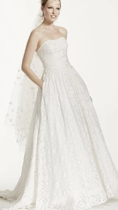 David's Bridal Strapless Lace Lace Detail Dress