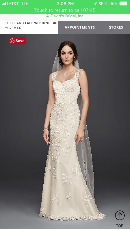 David's Bridal Tulle and Lace Lace Maxi Dress