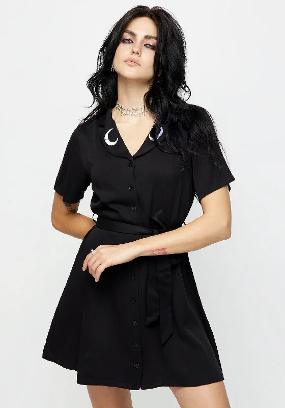 Luna Button Down Mini Shirt Dress Soft Leather Skirt