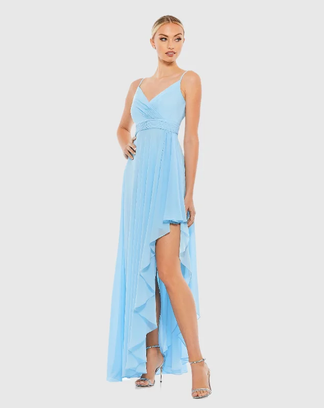 Asymmetrical Hem Chiffon Maxi Dress Fitted Maxi Skirt