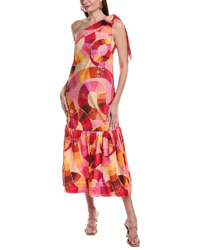 FARM Rio Patch Twirl One Shoulder Maxi Dress Summer Maxi Skirt