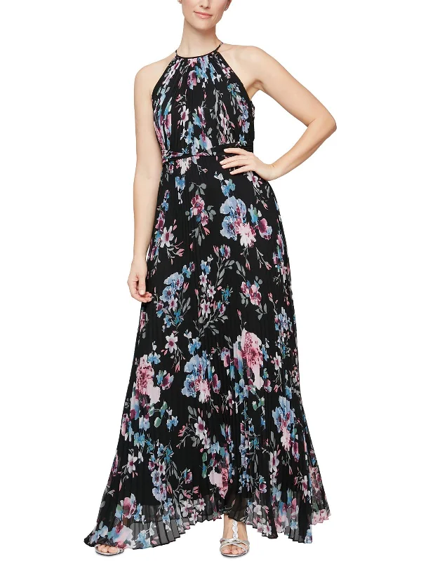 Womens Halter Neck Long Evening Dress Denim Maxi Skirt