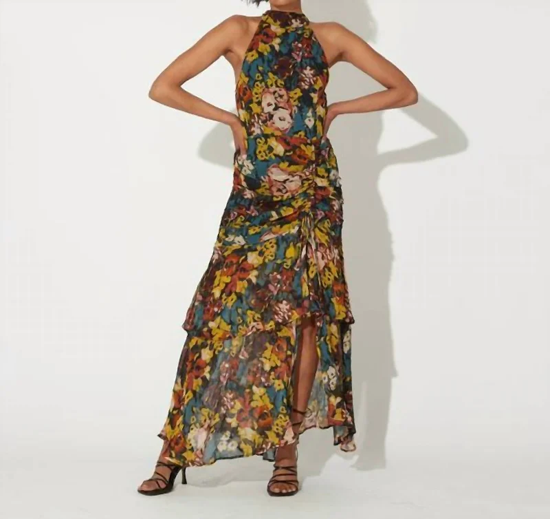 Gianna Midi Dress In Monet Floral A-line Skirt